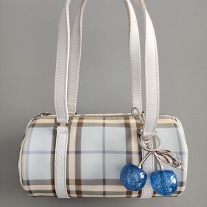 Burberry Cream and Brown Plaid Shoulder Bag